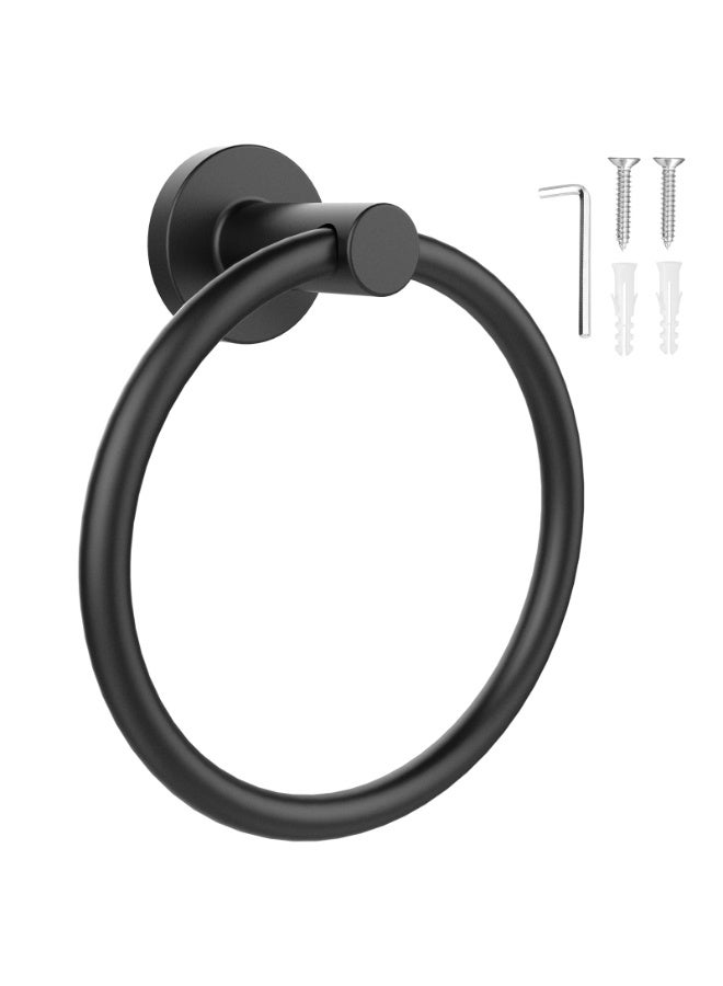 HOMESTAR Towel Holder | Heavy-Duty Stainless Steel Bathroom Towel Ring | Wall-Mounted Towel Holder | For Bathroom and Kitchen Use | Modern Minimalist Multi-Purpose Storage Rack |16cm, Black - Image 1